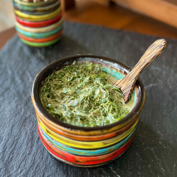 beef bites with dipping sauces - cilantro pesto