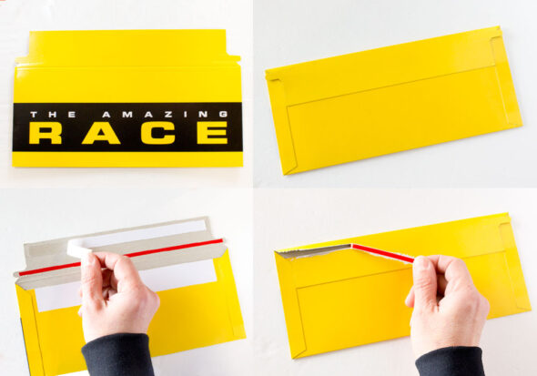 Amazing Race tear-strip envelopes