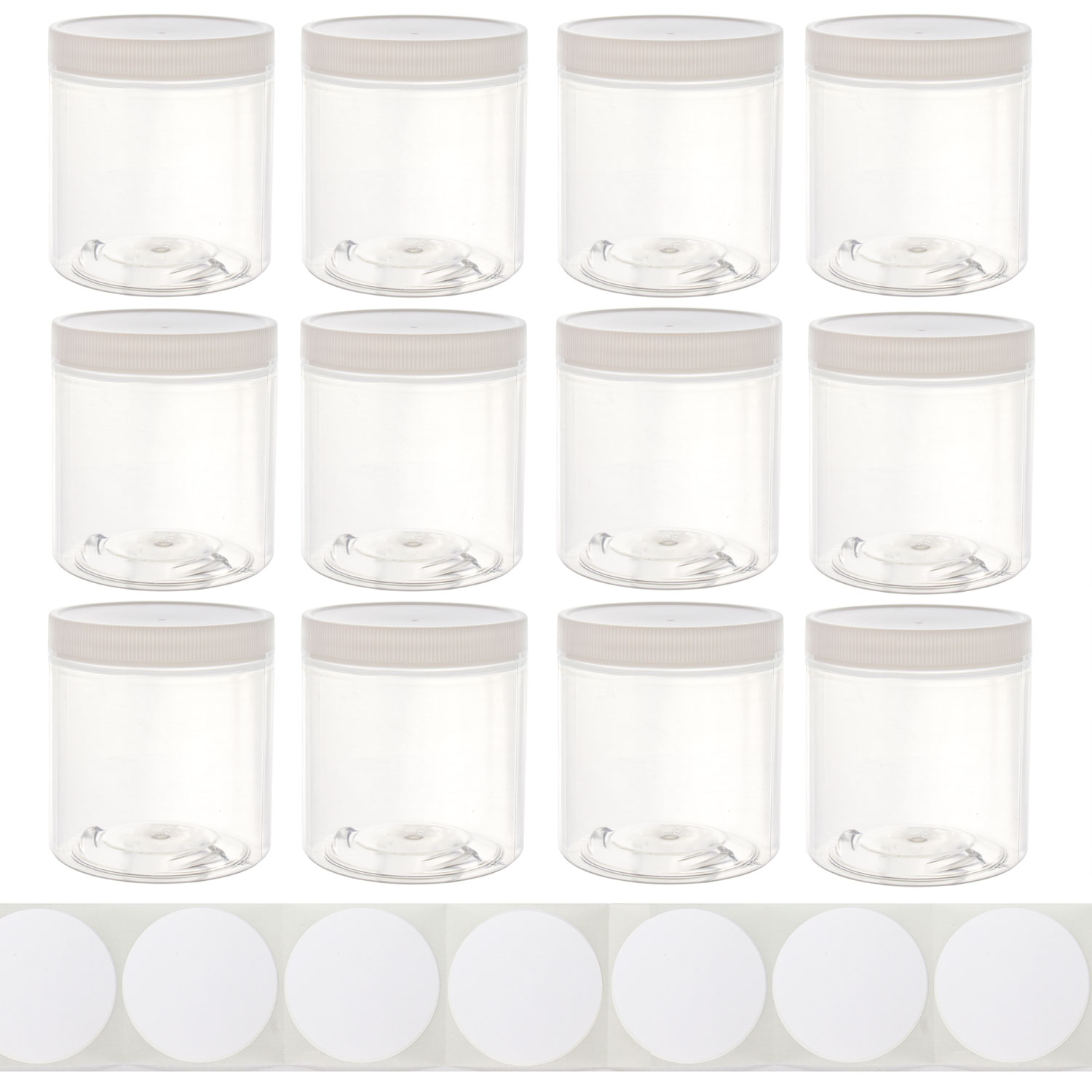 12oz Plastic Jars with Lids for Slime, Clear Containers for Crafts