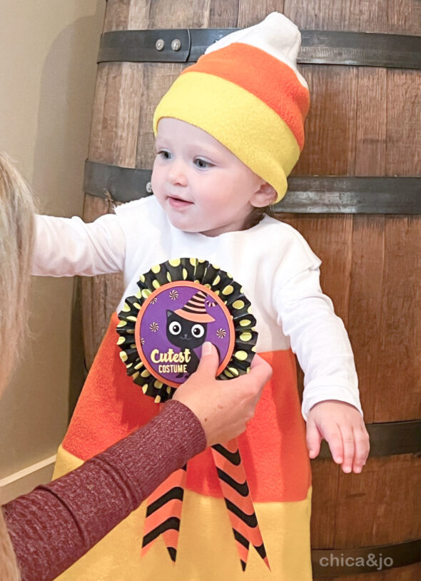 easy sew candy corn costume for toddlers