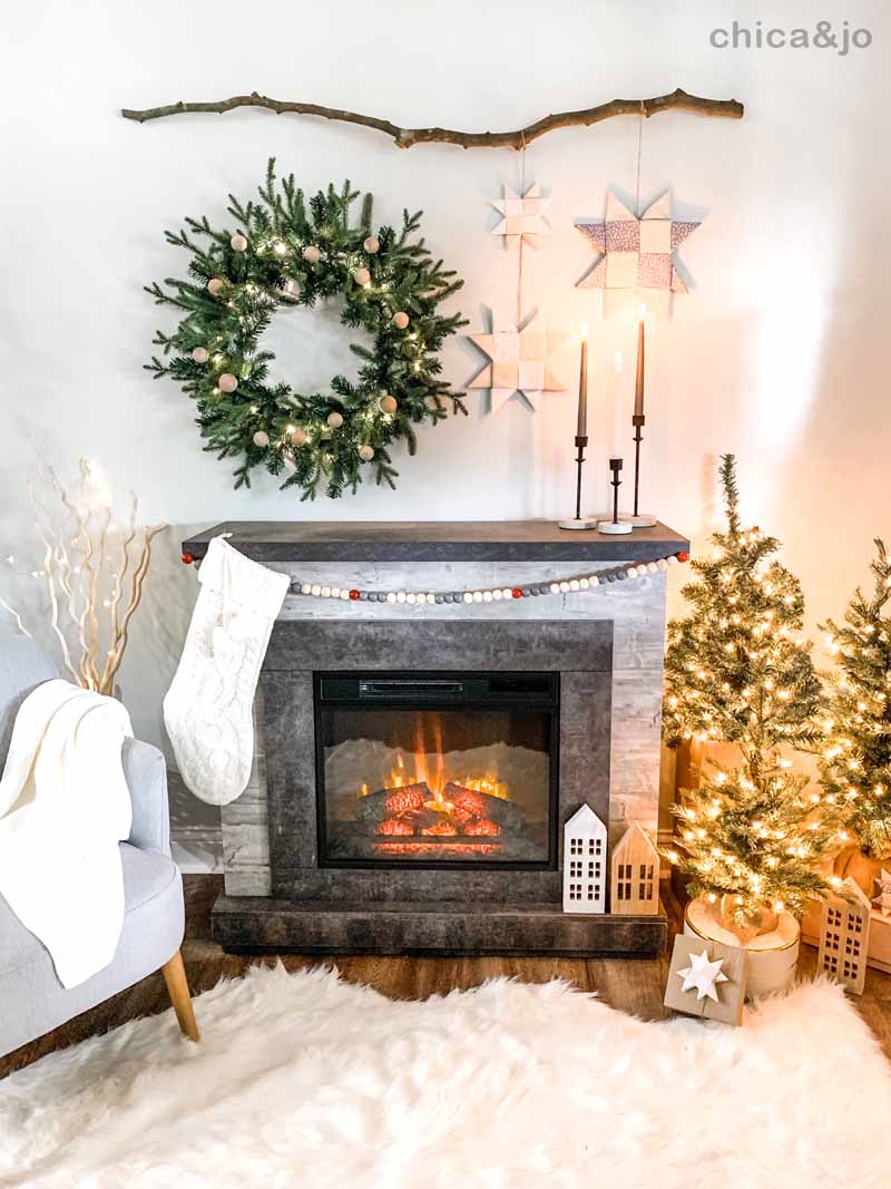Cozy Scandinavian Christmas Fireplace Decorations | Chica and Jo