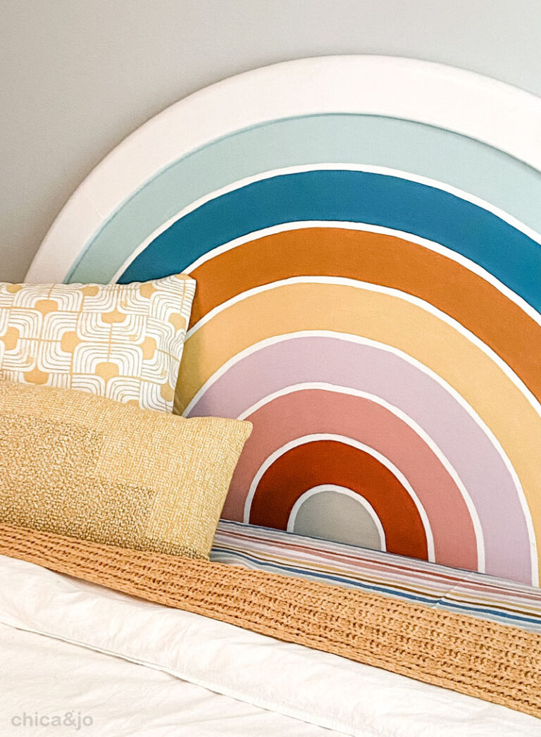 Retro Rainbow Painted Headboard Perfect for a Boho Aesthetic | Chica and Jo