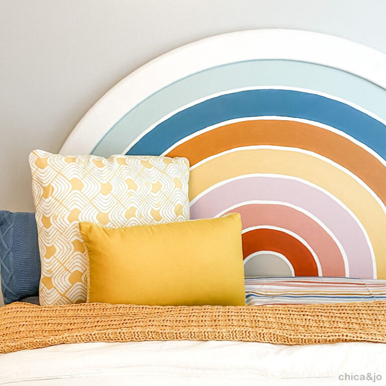 Retro Rainbow Painted Headboard Perfect for a Boho Aesthetic | Chica and Jo