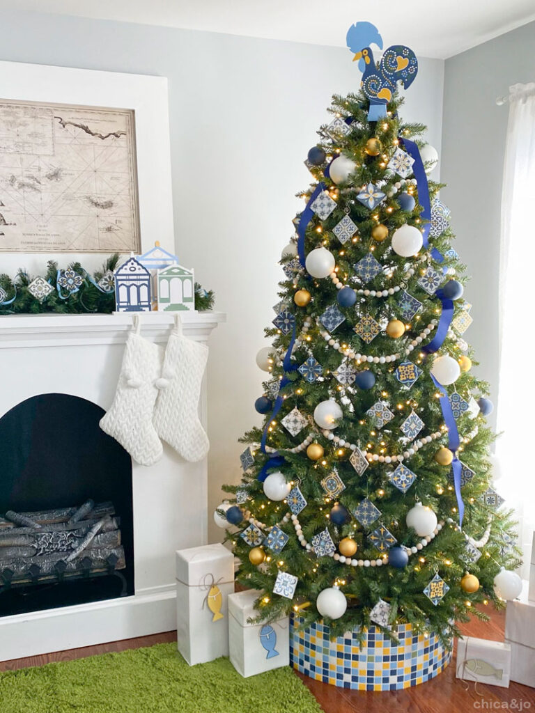 Portuguese Tile Themed Christmas Tree | Chica and Jo