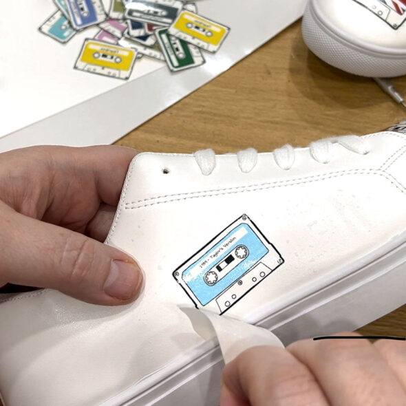 use tattoo paper to make custom shoes - adding the designs