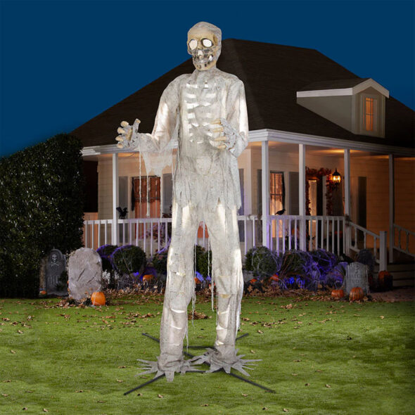 12 foot animatronic skeleton mummy giant halloween yard decor