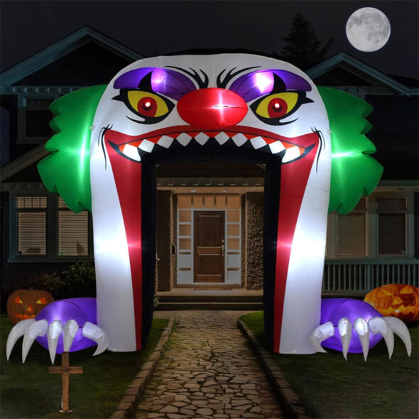 10 foot lighted clown mouth archway giant halloween yard decor