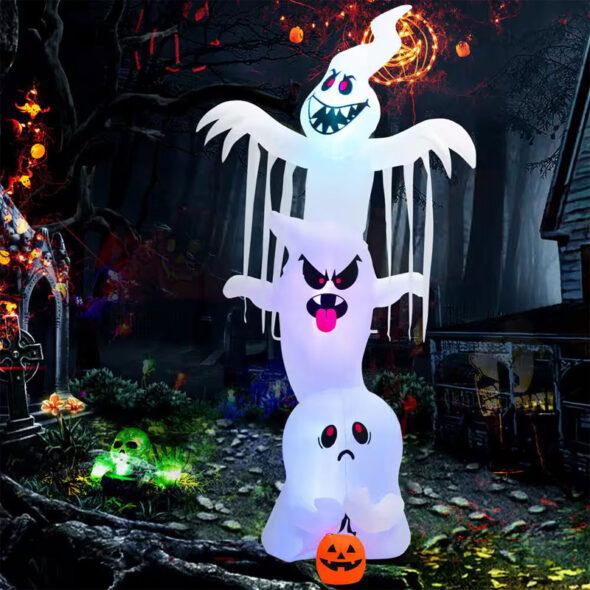 10 foot inflatable ghost trio giant halloween yard decor