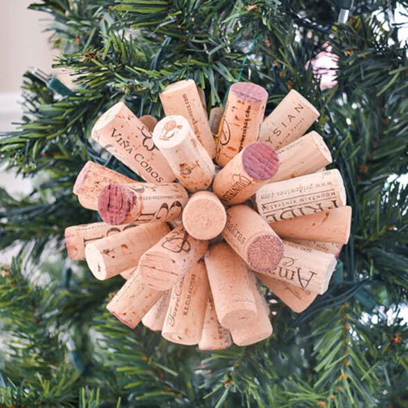 wine cork christmas crafts - starburst cork ornaments