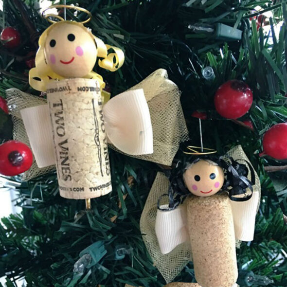 wine cork christmas crafts - angel ornaments