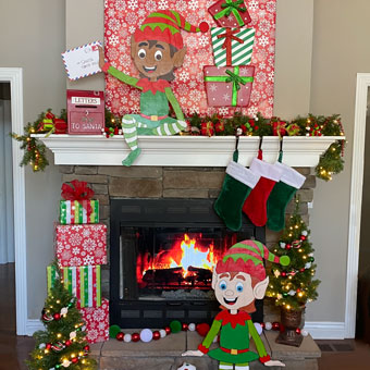 Christmas Elf Decorations for Fireplace Mantel