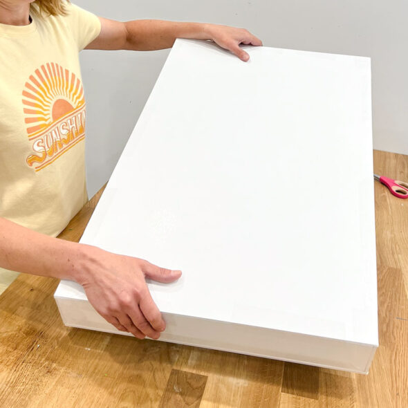 diy giant shiny brite ornament box - attach box top