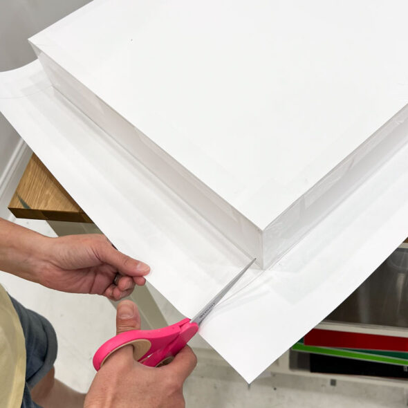 diy giant shiny brite ornament box - cut corners to create flaps