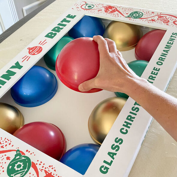 diy giant shiny brite ornament box - tuck ornaments inside box